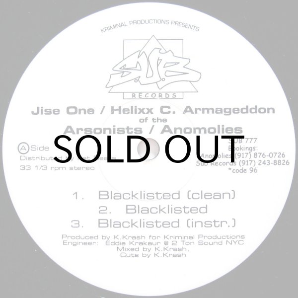 画像1: JISE ONE（ARSONISTS）& HELIXX C. ARMAGEDDON（ANOMOLIES）/ BLACKLISTED