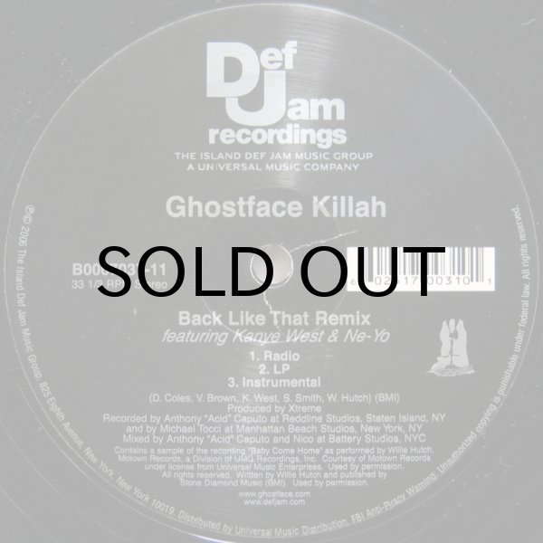 画像1: GHOSTFACE KILLAH / BACK LIKE THAT REMIX