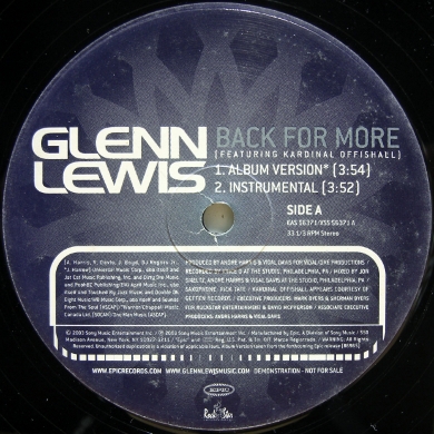 画像1: Glenn Lewis featuring Kardinal Offishall – Back For More