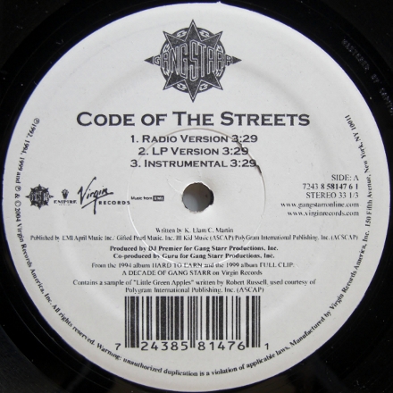 画像1: Gang Starr – Code Of The Streets / Speak Ya Clout