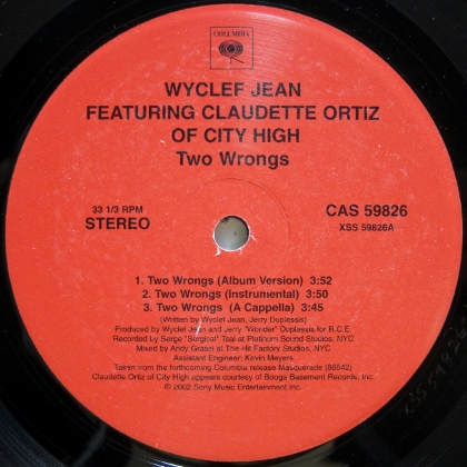 画像1: Wyclef Jean featuring Claudette Ortiz – Two Wrongs